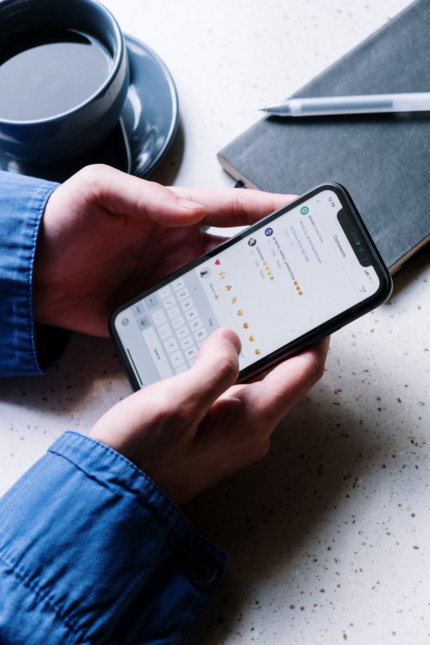 Person checking information on a smartphone